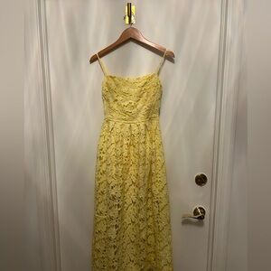 Astr Yellow Floral Lace Midi Dress